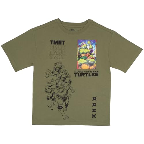 Image of Nickelodeon Teenage Mutant Ninja Turtles Boys T-Shirt & Shorts with Lenticular Image Changing Patch 2-Piece TMNT Set for Kids