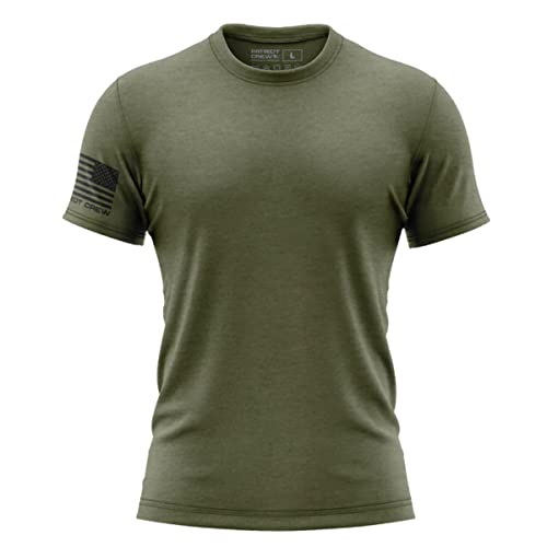 Patriot Crew Men's Fresh Crewneck American Graphic Tee, Patriotic, USA & Freedom Style Shirt (Military Green, X-Large)