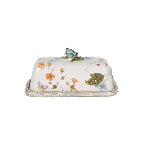 Fitz-and-Floyd-Butterfly-Fields-Covered-Butter-Dish-775-InchBlue Fitz and Floyd Butterfly Fields Covered Butter Dish 775 InchBlue