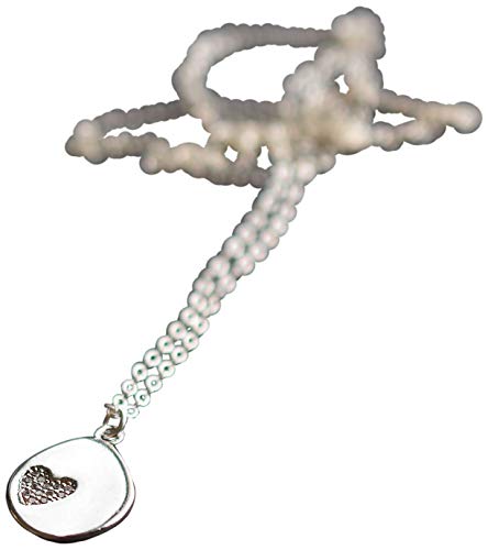 Sparkly Heart Pendant Long Sterling Silver Necklace Jewelry Gift for Women 32 inches