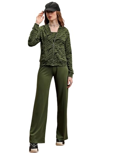 Image of Tokyo Talkies Women's Long Sleeves Hood Printed Co-Ords| Co-Ords Women | Stylish Co-Ords | Casual Co-Ords