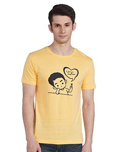 Image of Duo Men's Printed Regular fit T-Shirt HS-LOVEU Yellow L (Duo-HS-LOVEU)