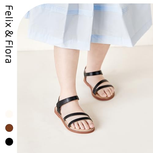 Image of Felix & Flora Toddler Girl Sandals - Little Girl Easter Dress Shoes Lightweight Open Toe Beach Holiday Flats
