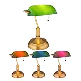 RGB LED Schreibtischleuchte Bankerlampe Tischlampe Glas grün Leseleuchte, Schirm schwenkbar,...