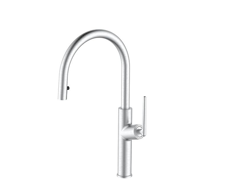 Robinet de cuisine extractible brossé mitigeur eau chaude et froide