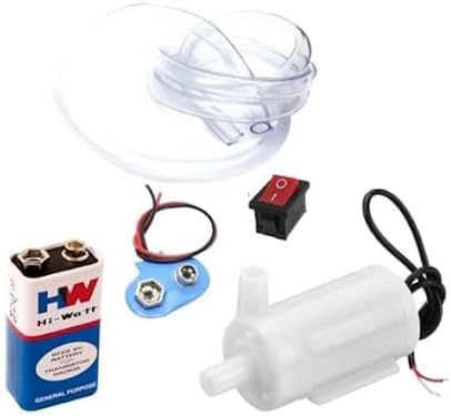 PMW - Mini Water Pump DC 4V 12V Micro Submersible Motor Pump + 1M Clear Vinyl Tubing Flexible PVC Tubing for Fish Tank Fountain Aquarium Garden Plant Flower (1 PUMP+1 M PIPE+switch+Connector)