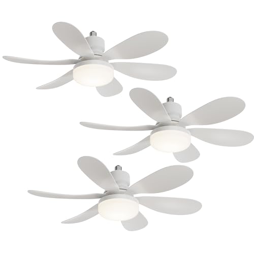 OSGNER Ceiling Fan with Lights (3-Pack, White), Dimmable LED, Small, Indoor, for Living Room, Kitchen, Bedroom, Remote Control, 3-Color Temperatures