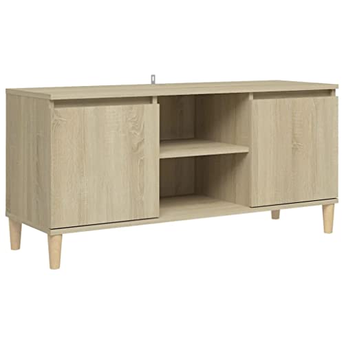 vidaXL Meuble TV avec Pieds en Bois Massif Armoire Basse Centre de Divertissement Meuble Stéréo Salon Salle de Séjour Chêne Sonoma 103,5x35x50 cm