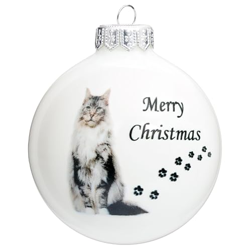 SIKORA Katze Weihnachtskugel aus Glas mit detailreichem Print Motiv...