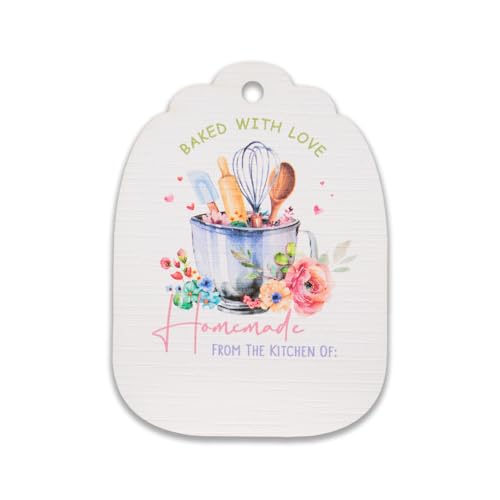 Étiquettes Baked with Love en lin blanc pour friandises maison x50
