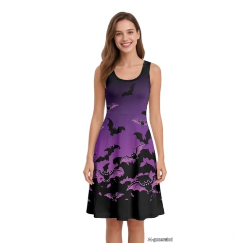 Image of Women Stylish Tank Dresses Sleeveless Round Neck Midi Casual Dress with Pocket for Summer