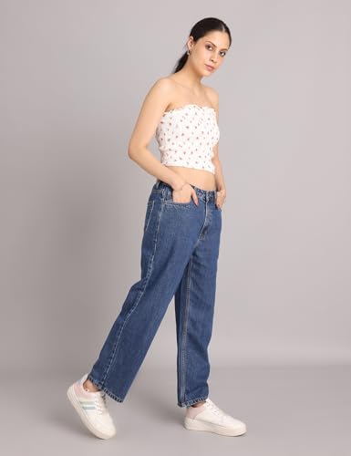 Image of INKD Women's Relaxed Fit Jeans - Mid-Rise | 100% Cotton | Jeans for Women (Available in Plus Sizes)