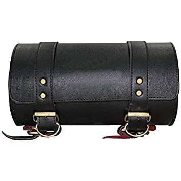 Sai Kirpa Bike Waterproof Side/Rear Saddle Seat Round Black Mini Tool Box Saddle Bag for All Royal Enfield Models Classic, Standard, Electra, Thunderbirdx 500x 300x (Black)-image-20