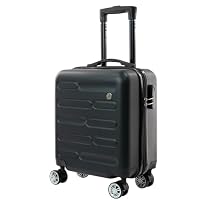 SA Products Cabin Suitcase, Easy Jet 45x36x20 Cabin Bag | Lightweight Hard Shell Carry-On Suitcase with Wheels, Telescopic Handle | Travel Luggage (Black)