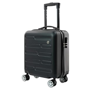 SA Products Black Cabin Suitcase 45x36x20cm - Lightweight Hardshell Carry On Luggage with 4 Spinner Wheels, Telescopic Handle - Cabin Bag with Divider Pocket, Travel Case with Spacious Interior