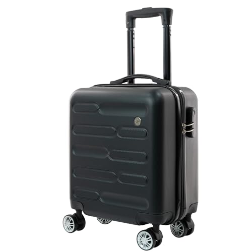 SA Products Black Cabin Suitcase 45x36x20cm - Lightweight Hardshell Carry On Luggage with 4 Spinner...