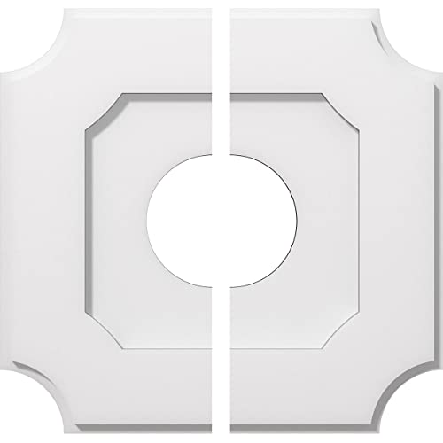 Ekena Millwork CMP16LE2-05000 Locke Architectural Grade PVC Contemporary, Two Piece Urethane Ceiling Medallions 16"OD x 5"ID x 9 1/2"C x 1"P