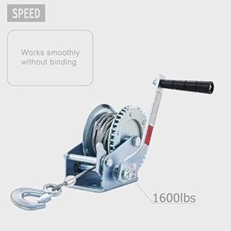 OPENROAD 1600lbs Hand Winch Boat Winch, Hand Crank Winch with 10m (32ft) Cable Manual Winches, Two-Way Adjustable Boat Trailer Winch, Corrosion Resistant Towing Winches (1600lbs)…