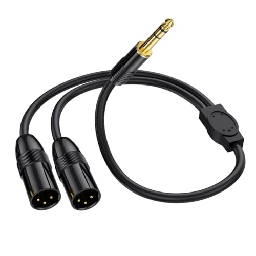 Osmond Spina TRS da 6,35 mm A 2 Doppi Microfoni XLR Adattatore Convertitore Audio Sbilanciato Stereo Sdoppiato Cord-C
