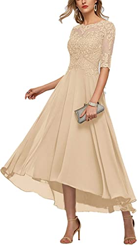 Damen Abendkleid Lang Vokuhila Kleid A-Linie Brautmutterkleider für...