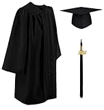GraduatePro Kindergarten Graduation Cap and Gown Class of 2026 Tassel Set for Preschool Kids Ceremony Party Gift Black 30
