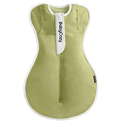 Babycozy Baby Swaddle 100% Cotton, Super Soft Breathable Baby Sleep Sack, Swaddle Sack For 3-Ways Sleep Positions, Widened Hem Newborn Swaddle, Swaddle Up 2-Ways Zipper, Green S, Use For All Seasons #TOP28