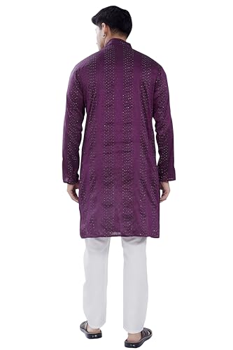 Image of DIVISIVE Men's Jequard Embroidered Art Silk Slim Fit Only Kurta