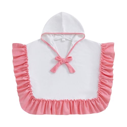 Toddler Baby Terry Swim Cover Up Little Girls Ruffle Swimsuit Coverup Bathing Suit Pool Beach Cute Bow Hooded Cloak