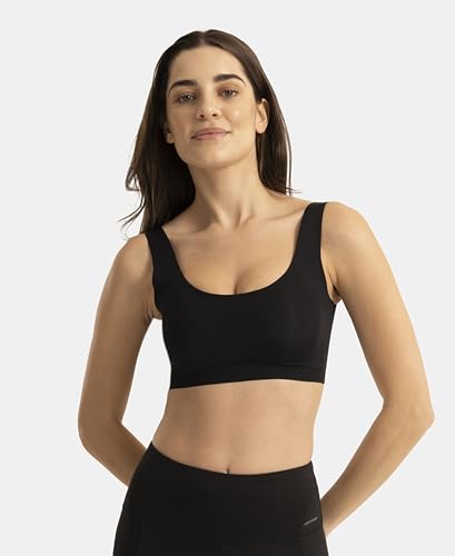 Image of Jockey 1840 Women Wirefree Padded Microfiber Elastane Full Coverage Bonded Tech Lounge Bra
