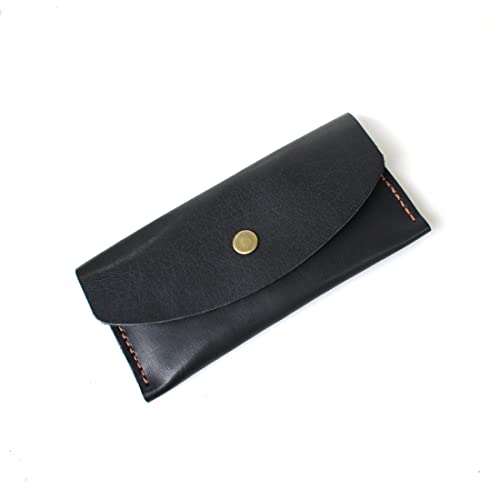 Handmade Reclaimed Leather Multi-function Envelope Mobile Phone Card Holder Wallet Cash Organize (Black)3