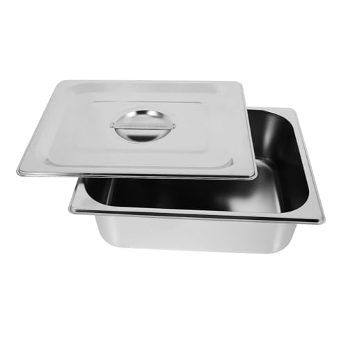 Cabilock Bacs Traiteur Inox 1/2 Format 33x265x100mm Acier Résistant Épais Avec Couvercle Adapté Pour Buffets Professionnels Et Restauration Événementielle Lot De 2
