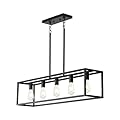FOVICY Black Farmhouse Kitchen Island Lighting, Modern Industrial Chandelier, 5-Light E26 Linear Rectangular Hanging Light Fixture for Living Dining Room Bedroom Kitchen Island