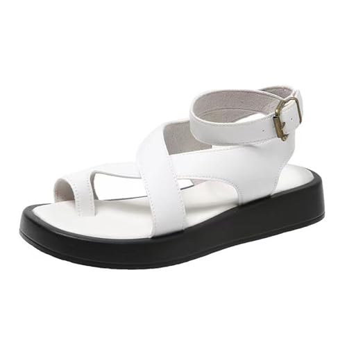 Women's Low Wedge Sandals, Fashion Open Toe Adjustable Buckle Strappy Bunion Low Wedge Sandals, Casual Beach Ring Toe Walking Shoes, for Summer, Travel, Outdoor, Beach Travel, Party