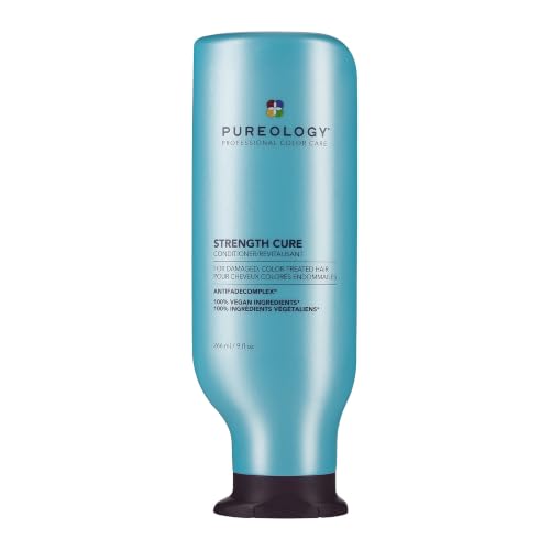Pureology Strength Cure Conditioner - For Damaged or Color Treated Hair Hair Repair Reduces Damage Detangles & Softens Protects Color Vibrancy Vegan 9 Fl Oz