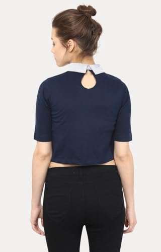 Image of Miss Chase Women's Round Neck Half Sleeves Cotton Lace and Pearl Detailing