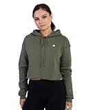 INTO THE AM Basic Women's Cropped Hoodie (Olive, Large)