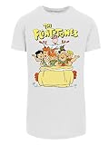F4NT4STIC Herren Long Cut T-Shirt Long Cut T-Shirt 'Die Familie Feuerstein The The Ride' weiß 4XL Herren,Premium Merch,Lang,Longshirt,Bedruckt