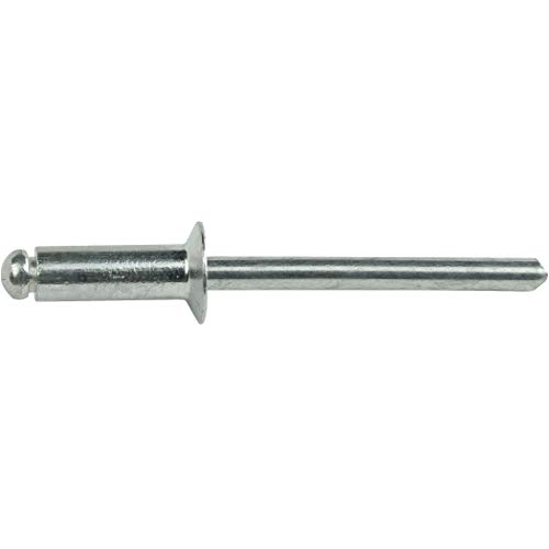 Fastenere Pop Rivets - 1/8\" x 1/4\" (100 pcs) Heavy Duty, Open-End, Aluminum, Dome-Head Blind Rivets, Corrosion-Resistant & High Shear Strength, 4-4 Gap .188\" - .250\"