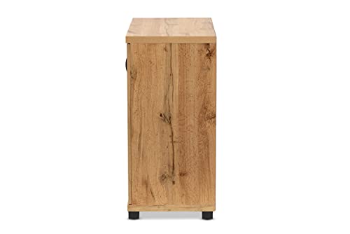 Baxton Studio Zentra Modern And Contemporary Oak Brown Finished Wood 2-Door Storage Cabinet With Glass Doors #TOP7