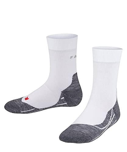 FALKE Unisex Kids RU4 Endurance Running Socks, Cotton, Mid Calf, Medium Cushion, White (White-Mix 2020), 10-12.5, 1 Pair