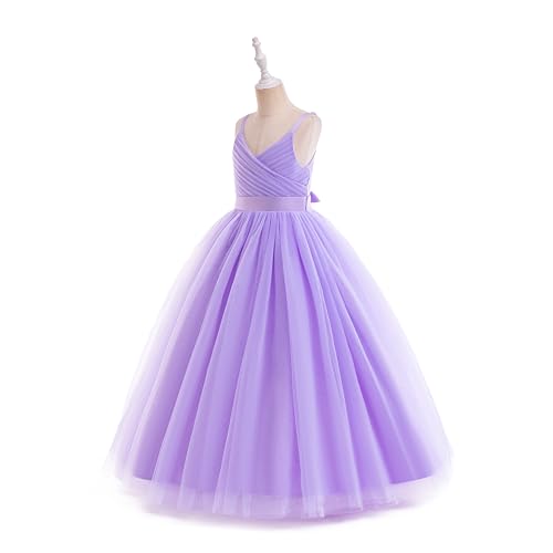 Glamulice Purple Flower Girl Dresses for Wedding Spaghetti Straps Pageant Birthday Party Dress 6 Lavender Little Girls Formal Holiday Bridesmaid Tulle Gown Daddy Daughter Dance Evening Prom Ball Gown