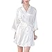 Produktbild Fansu Damen Kimono Morgenmantel Bademante, Bademantel Aus Satin-Seide Schräg Mit V-Ausschnitt Kurze Brautjungfern Braut Hochzeit Aprty (XL,Weiß)