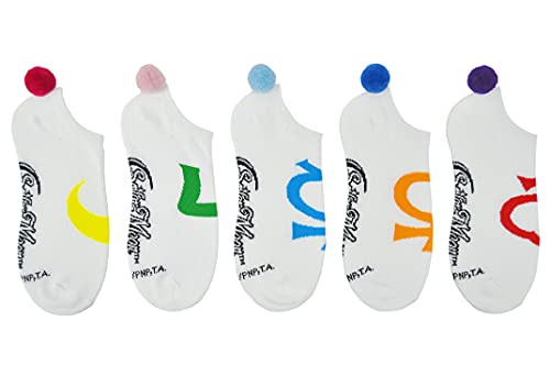 Sailor Moon Socks Pom Pom Socks (5 Pair) - (Women) Sailor Moon Cosplay Lowcut Socks - Fits Shoe Size: 4-10 (Ladies) #TOP1