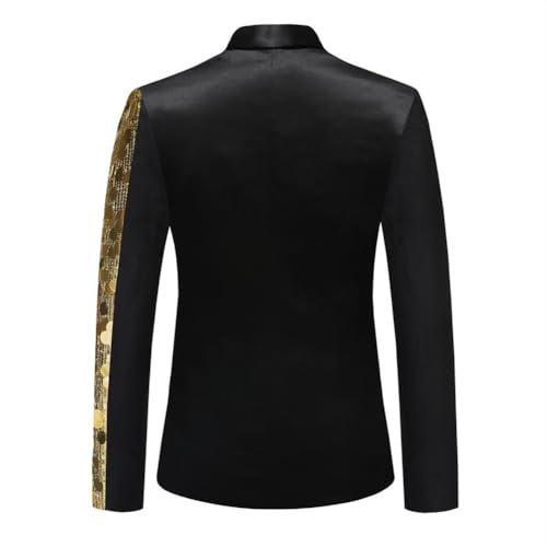 Men's Shiny Sequin Blazer Sparkly Glitter Suit Jacket Long Sleeve Slim Fit Stylish Party Wedding Banquet Prom Tuxedo,Yellow,4XL2