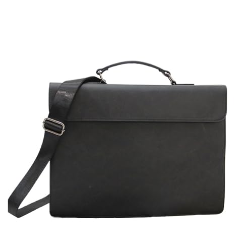 Vintage Briefcase PU Leather Men'S Executive Office Shoulder Portfolio Large Capacity Business Side Bag