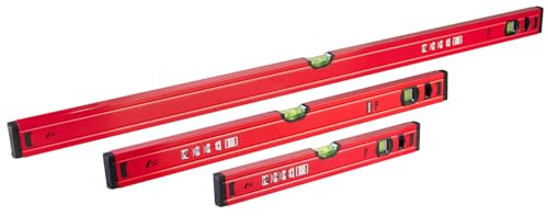 AGT Präzisionswasserwaage: 3-teiliges Wasserwaagen-Set Aluminium 40 cm 60 cm und 100 cm (Alu-Wasserwaage Bau-Wasserwaage Mini)