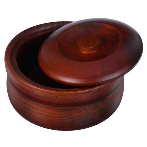 Amosfun Bol de Madera Natural con Tapa para Contenedor de Frutas Ensaladas y para Uso de y Escuela de Almacenamiento y Multifuncional