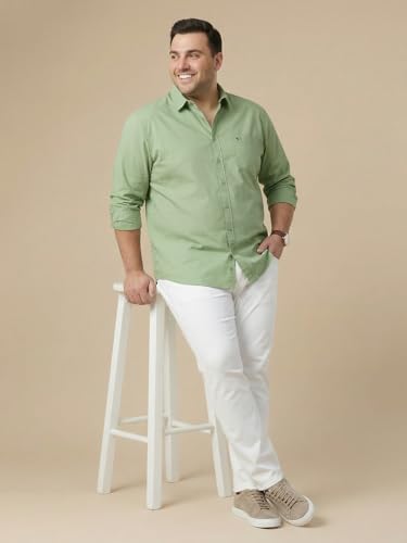 Image of Thomas Scott Men's Plus Size Cotton Casual Shirt | Regular Fit | Long Sleeves | Spread Collar | Solid | Soft & Breathable | Everyday Comfort Shirt for Men