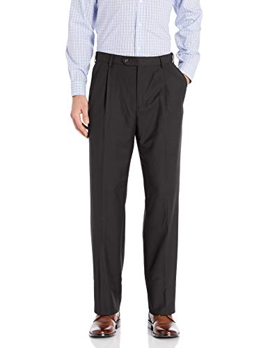 Palm Beach Men's Expander Pleat Dress Pant, Black, 50W Regular