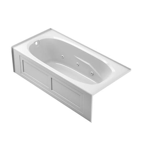 Jacuzzi SIGNATURE Acrylic Skirted Bathtub With Armrests, Jet Massage Tub for Homes & Businesses, Slip Resistant, Left Drain Placement, 72" (L) x 36" (